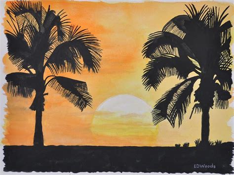 Sunset Silhouette Painting by Eddie Woods - Pixels