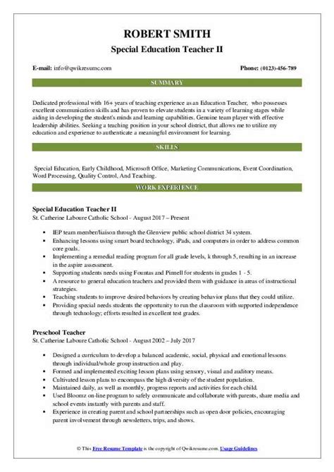 Education Teacher Resume Samples Qwikresume