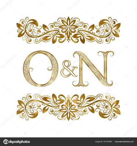 O And N Vintage Initials Logo Symbol The Letters Are Surrounded By