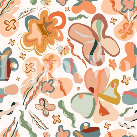 Terra Cotta Abstract Floral Wallpaper - Buy Online | Happywall