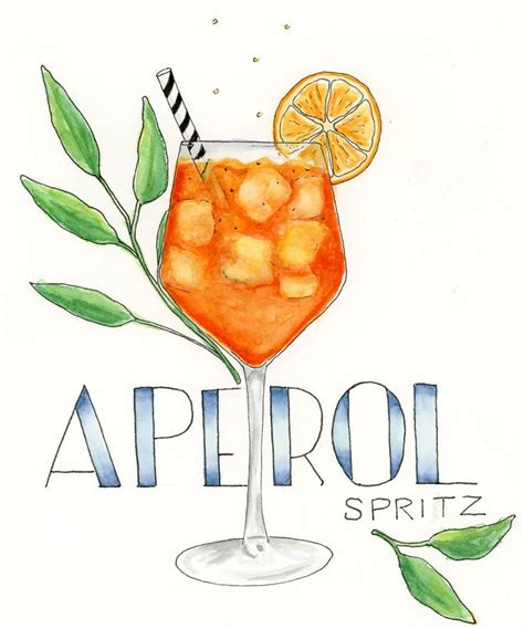 Cocktail Series Aperol Spritz Watercolor Etsy In 2024 Aperol Spritz Spritz Cocktail Art