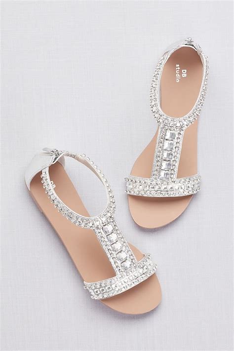 Crystal And Jewel Embellished Flat Sandals Davids Bridal Wedding