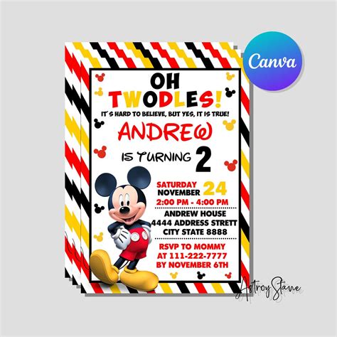 Digital Birthday Invitationmickey Mouse Invitationmickey Mouse Birthday Partyinstant Download