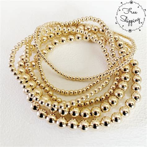 Gold Beaded Bracelet 2 5mm 3mm 4mm 5mm Gold Filled Bead Bracelet Ball