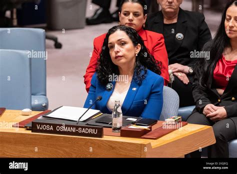 Vjosa Osmani Sadriu President Of Kosovo Attends Unsc Meeting On