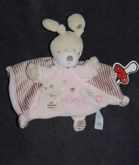 Doudou Simba Toys Kiabi Nicotoy Lapin Plat Rose Abc Attache T Tine Etat