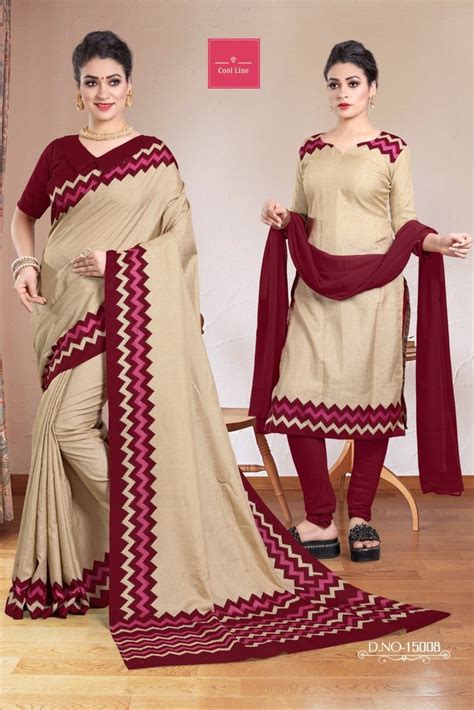 Printed Daily Wear Ladies Corporate Uniform Saree 6 3 M With Blouse