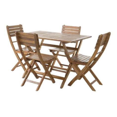 Noble House Positano 5 Piece Outdoor Acacia Wood Foldable Dining Set In