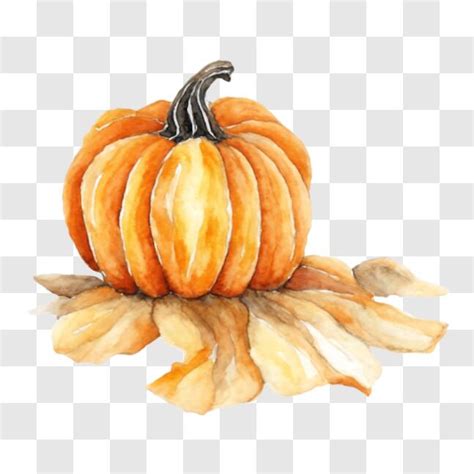 Download Watercolor Painting of Pumpkin on Leaves PNG Online - Creative ...