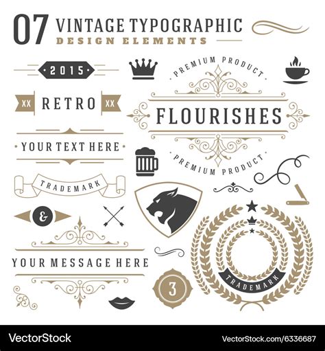 Retro vintage typographic design elements Vector Image