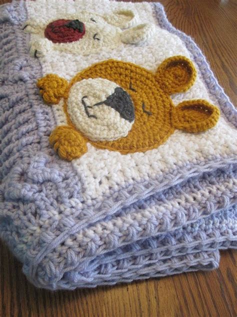 Sleep Tight Teddy Bear Blanket Teddy Bear Crocheted Baby Blanket