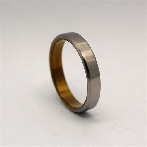 Slim Sleek Bronze Rounded Anodized Titanium Wedding Ring Minter And