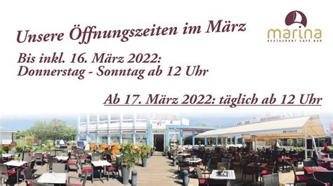 Neue Öffnungszeiten im und ab März 2022 Marina Travemünde