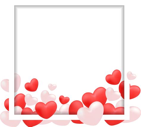 Valentine Hearts With Square White Frame 15276323 PNG