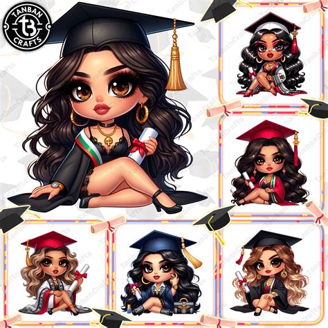 Para Mi Familia Chicano Png Bundle Graduation Chibi Style Png Educated Latina Girls Png Cholo