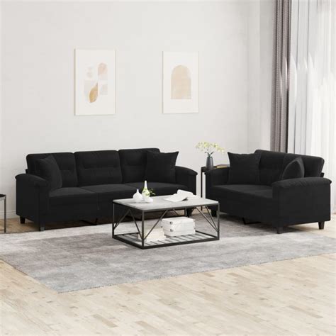 Ensemble De Canap S Pcssofa Pour Salonbanquette Avec Coussins Noir