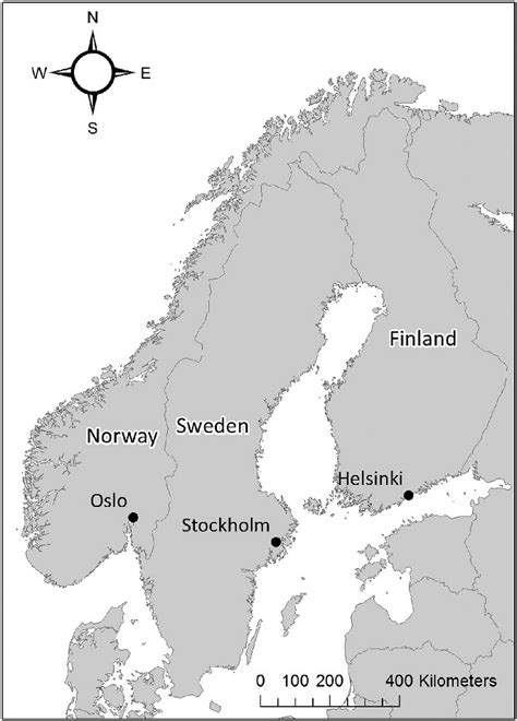 Map of Fennoscandia (Norway, Sweden, and Finland), where we sampled ...