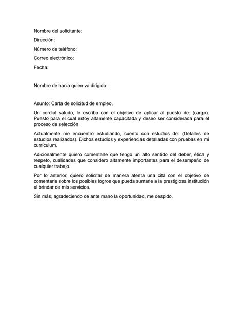 Carta De Solicitud De Empleo Formatos Y Ejemplos Udocz Hot Sex Picture