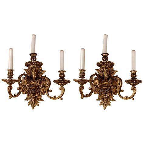 French 19th Century Louis Xv Style Rococo Gilt Bronze Wall Lights