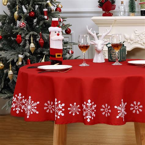 Amazon ROYGROW Christmas Round Tablecloth With 70 Inch Diameter