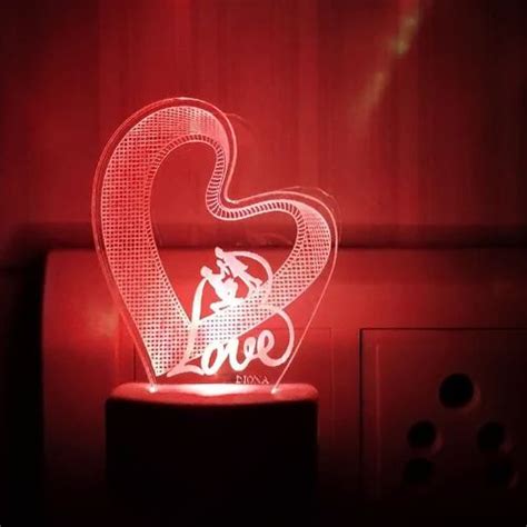 Diona Couple Romantic 3d Illusion Led Multi Color Valentine Day Birthday T Night Lamp At Rs