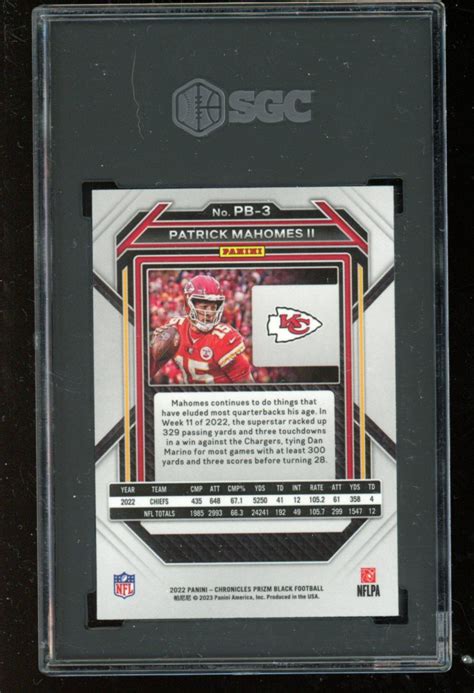 Patrick Mahomes Ii Panini Chronicles Prizm Black Sgc