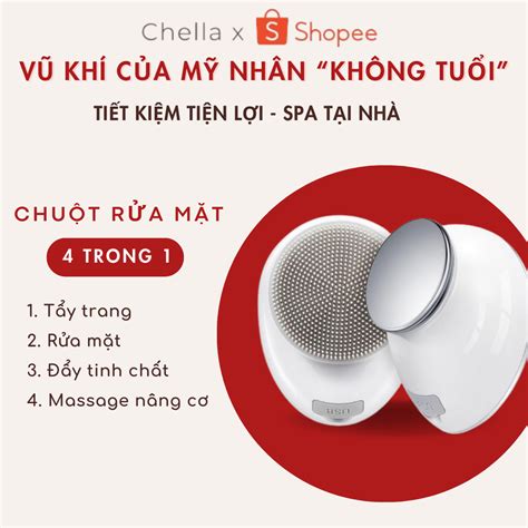 Chuột Rửa Mặt Chella 4 Trong 1 Hỗ Trợ Tẩy Trang Nâng Cơ Đẩy Tinh Chất