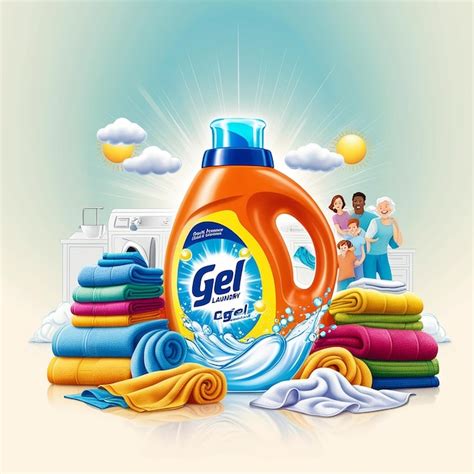 Gel Or Liquid Laundry Detergent Advertising Illustration Premium AI