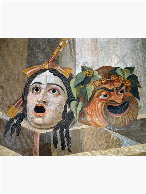 "Tragedy and Comedy Masks - Roman Mosaic" Sticker for Sale by ...