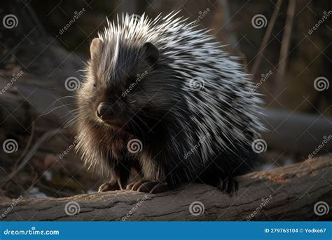 Malayan Porcupine With Long Spiky Hair. Wildlife Animals. Illustration ...