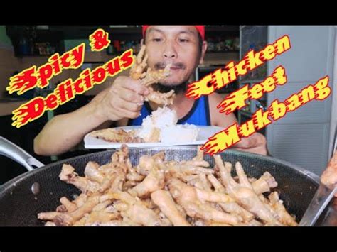 Mukbang Spicy Chicken Feet Adobo In Pineapple Juice With Oyster Sauce