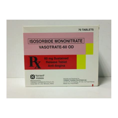 Vasotrate 60 Od Isosorbide Mononitrate 60mg Sustained Release Tablet 70s Price In The