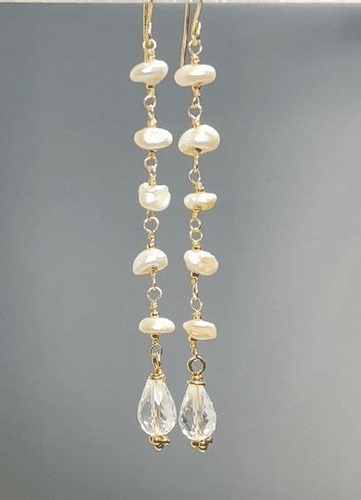 Crystal Quartz Dangle Earrings Long Shoulder Duster Earrings With