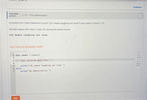 Solved Feedback Challengeactivity Find Chegg