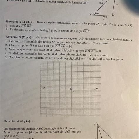 Exercice 3 7 pts On a tracé ci dessous un segment AB de longueur 8