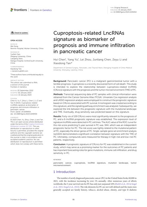 Pdf Cuproptosis Related Lncrnas Signature As Biomarker Of Prognosis