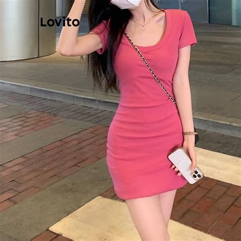 Lovito Casual Plain Dopamine Color Matching Dress For Women LNA21292