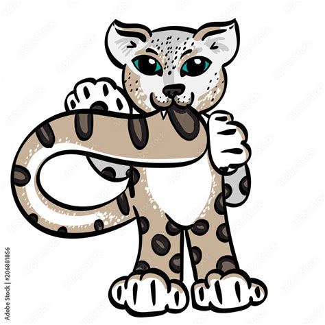 Cartoon Snow Leopard biting its own tail Stock Vector | Adobe Stock