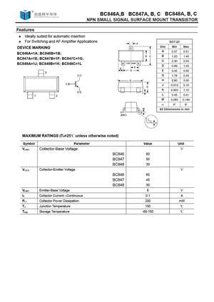 BC847C Datasheet and Replacement, Transistor Equivalent Finder, Cross ...