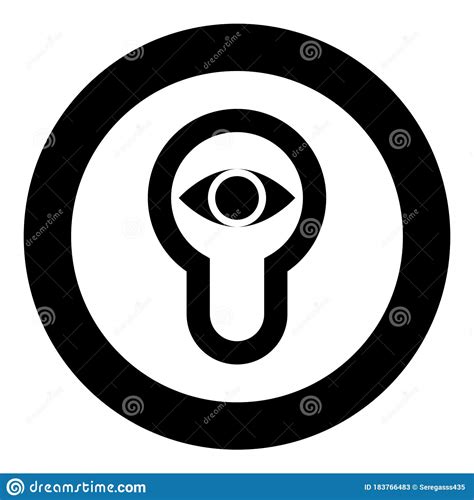 Keyhole Eye Looking Lock Door Look Concept Icon In Circle Round Outline