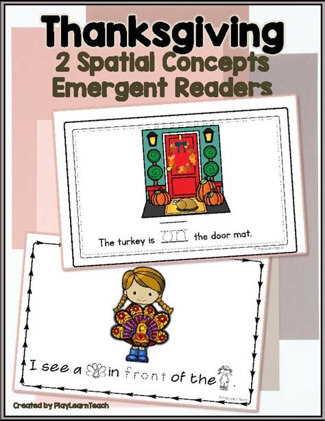 Spatial Concepts Thanksgiving Holiday Turkey Emergent Readers