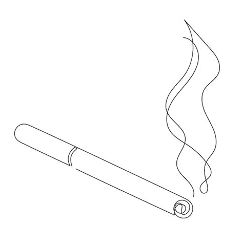 Premium Vector | Line art cigarette with smoke. isolated vector ...