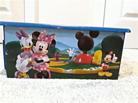 Disney Mickey Mouse Clubhouse Wooden Toy Box Storage Drawer Minnie