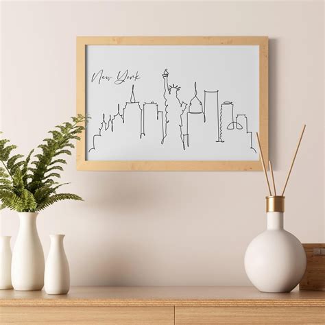 New York City Skyline, One Line Art, Skyline Print, Minimalist, New ...