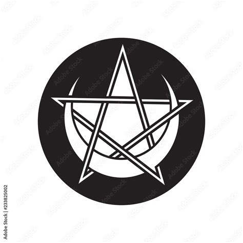 Pentagram With Crescent Moon Vector Symbol Stock Vector Adobe Stock