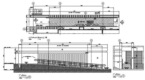 Ramp With Handrail Section Details Is Given In This Autocad Dwg File