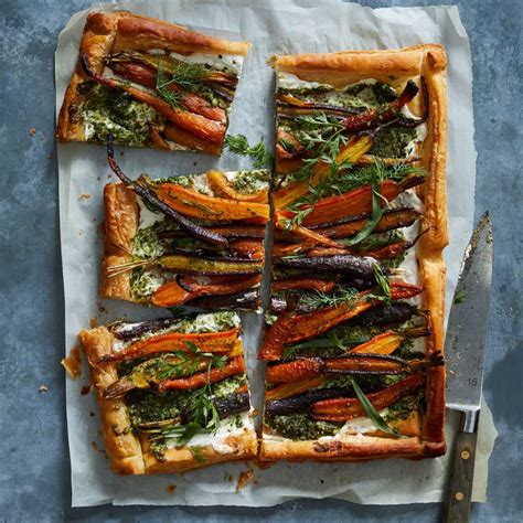 Roasted Carrot Tart With Carrot Green Pesto Recipe Eatingwell