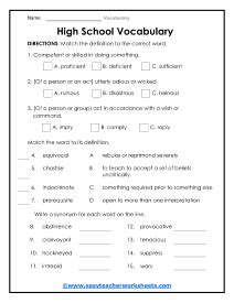 Vocabulary Worksheets - Worksheets Library