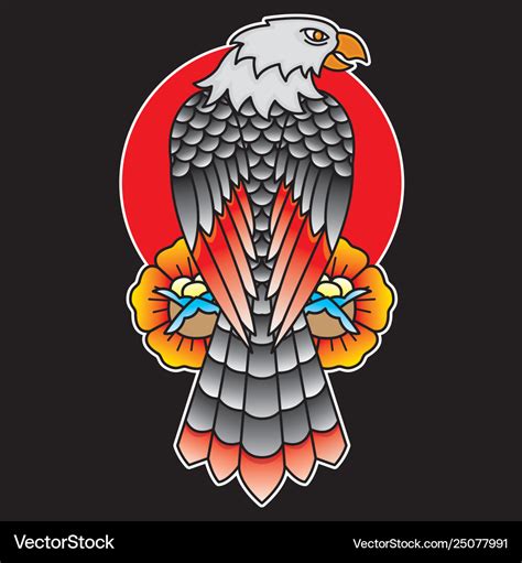 Eagle Traditional Tattoo Flash Royalty Free Vector Image