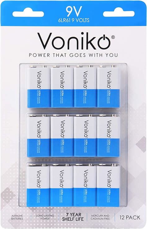 Amazon Voniko 9V Batteries Alkaline 9V Battery 12 Pack Ultra